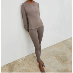 MM Lafleur Womens Size 0P The Stella Legging Washable Ponte Pants Stretch Pebble